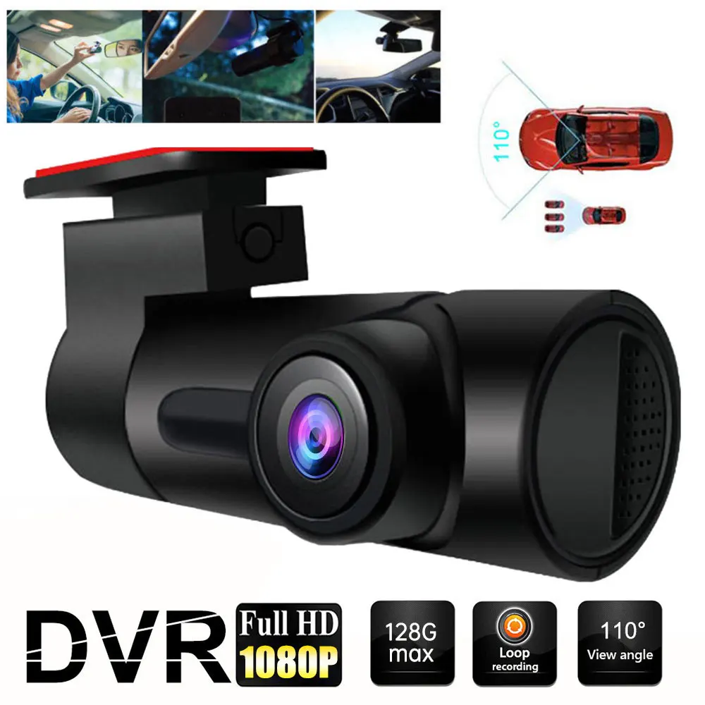 VEHEMO Avto DVR Dash Fotoaparat, Full HD 1080P 110 Stopinj 270 Objektiv rotacije Skrite Vožnje Diktafon Night Vision Zanke Snemanje