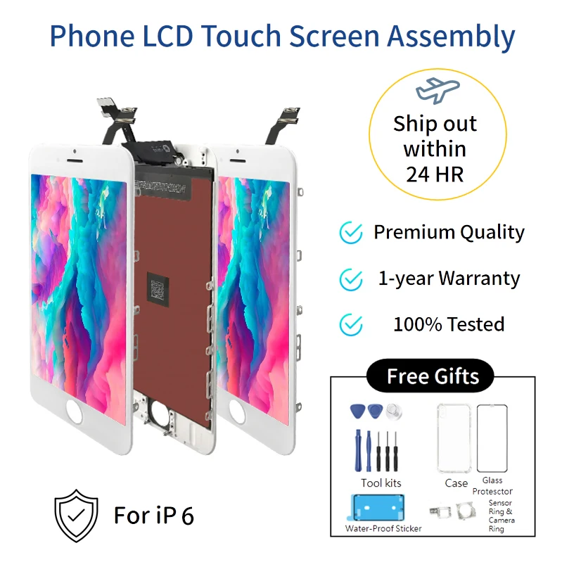 Veleprodajne Cene Za iP 6 Testirani Telefon LCD Zaslon na Dotik Skupščine Računalnike Črno Bel Incell Zamenjava z brezplačnim orodjem, ki se