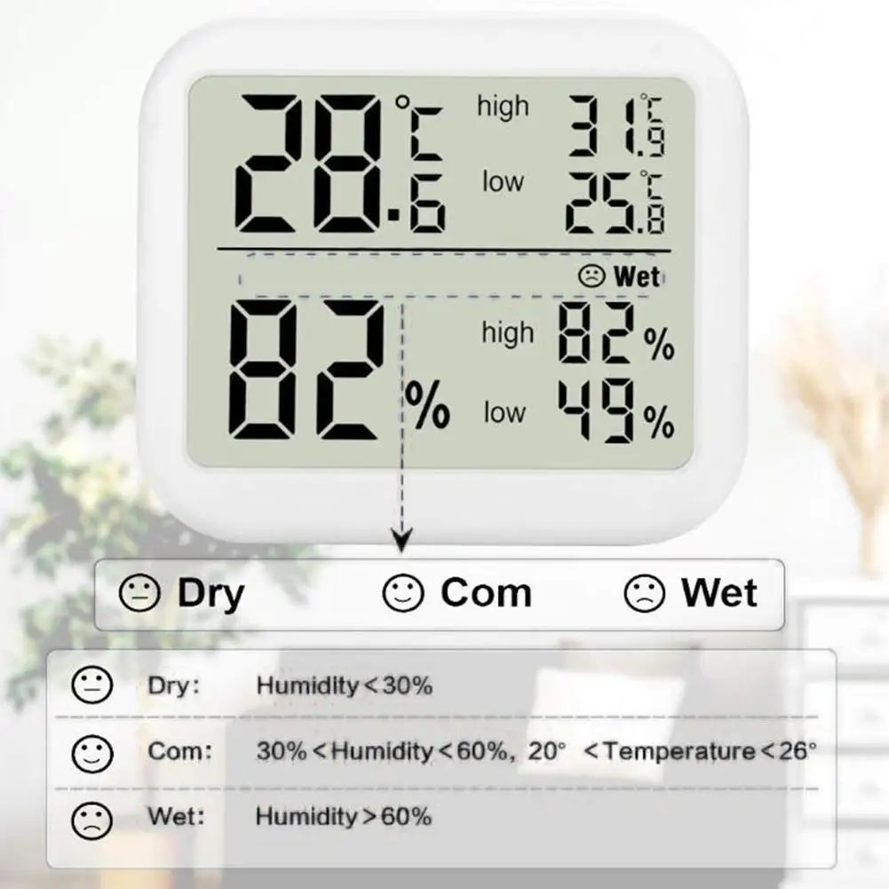 Velik Zaslon, Digitalni LCD Zaslon Zaprtih Termometer, Higrometer Vremenski Postaji Dom Otroška Soba Temperatura Vlažnost Pomnilnik Meter