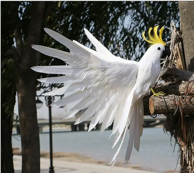 Velika 35x45cm belo perje papiga,Ročno izdelan model,ki se širi krila perje cockatoo fazi prop,doma vrt dekoracijo igrača w0888