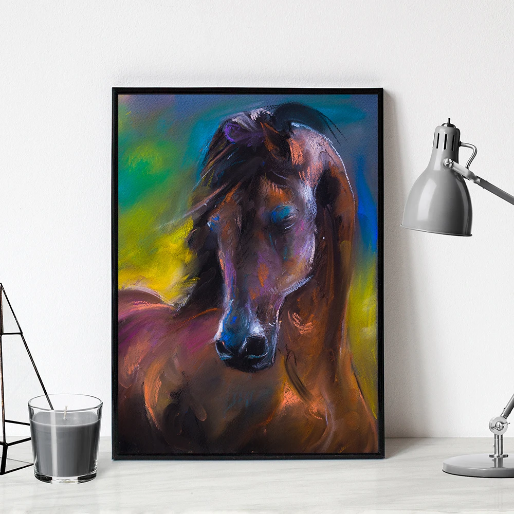 Velika velikost Tiskanja Oljna slika, portret rjava konja, Sliko Za dnevno Sobo slikarstvo Brez Okvirja