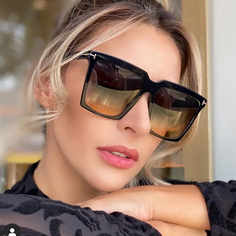 Velika Črka T Kvadratnih sončna Očala ženske 2020 uv400 Visoke Kakovosti Prevelik Modnih Odtenkih za ženske, ki Veliko oculos de sol feminino