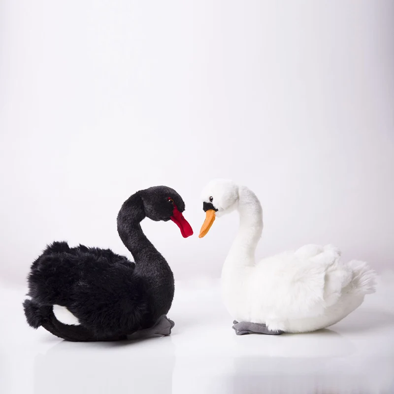 Veren Črno Bel Labod Lutka Simulacije Swan Plišaste Lutke Srčkan Živali Plišastih Otroci Igrače Dom Dekor Okraski Foto Rekviziti