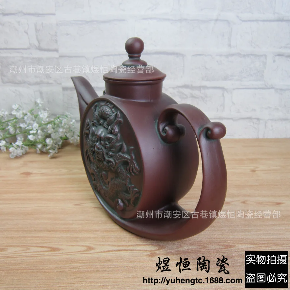 Verodostojno Yixing Čajnik Starinsko Zmaj Pot Kitajski Zdravje Teaware Vijolično Gline Čaj, Set Čaj, Kavo Pot, Vintage Veliko Zmogljivost 1,5 L