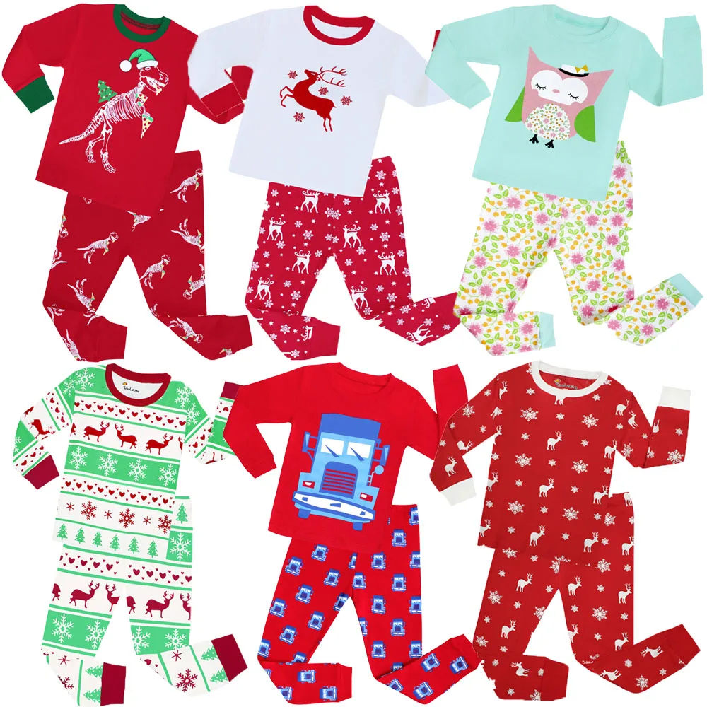 Vesel Božič Baby Dekleta Roza Sova Tiskanje Pižamo Otroke Božič Pižamo Pijamas Pižame za 1-8 Let Dojencek Dekliška Oblačila