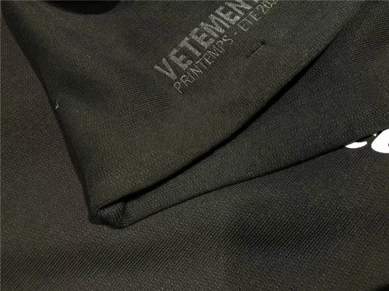 Vetements Vrvico Kapuco Moški Ženske Visoke Kakovosti Bombaž Majica Vetements Black/Fluorescentno Zelena Barva Puloverju