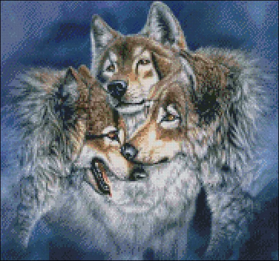 Vezenje Šteje Navzkrižno Šiv Kompleti Needlework - Obrti 14 ct DMC Barve DIY Umetnosti Ročno izdelan Dekor - Trije Volkovi