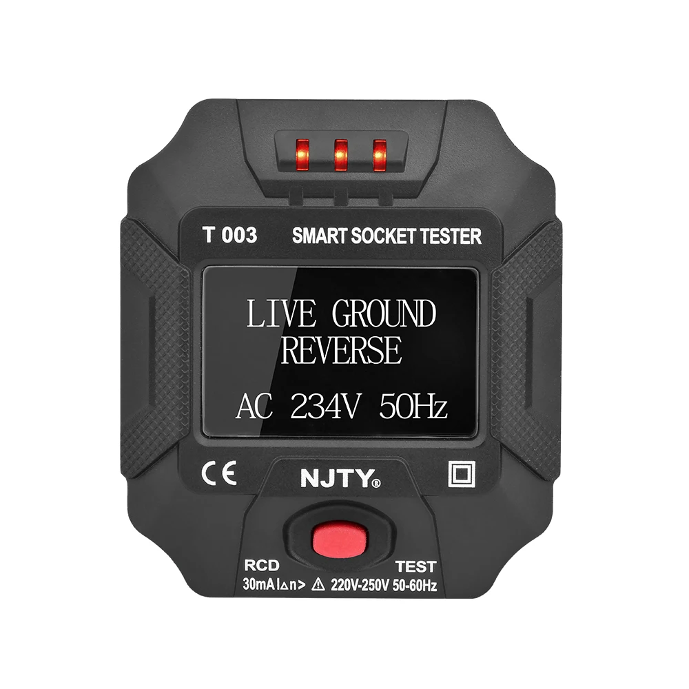 Vezje Detektor T003 10A Standard Pametno Vtičnico Tester EU UK Stenske Vtičnice Ground Zero Linije Preverite RCD Tester AC 90-250V