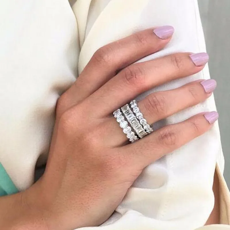 Več rezanje Obljubo obroč Srebrna barva AAAAA Sona Cz Posla poročni prstan prstan za ženske, Moške Stranke Prst nakit