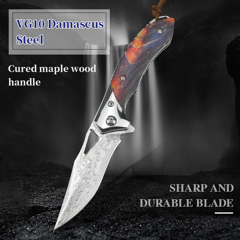 VG10 Damask jekla nož taktično EOS folding nož prostem nož za kampiranje, lov žepni nož boj za preživetje orodje