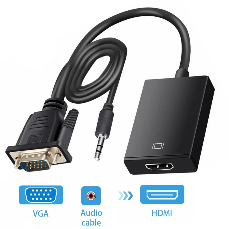 VGA v HDMI Pretvornik Kabel Z Avdio Izhod, 1080P VGA HDMI Adapter za prenosni RAČUNALNIK za HDTV, Projektor r10