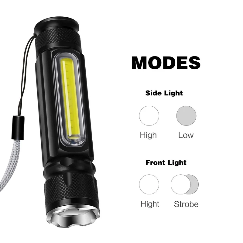 Vgrajena Baterija T6 +COB LED Svetilka USB Polnilne Zoom 5-mode Flash Magnet Delo Svetlobe, Kampiranje Nepremočljiva Prostem