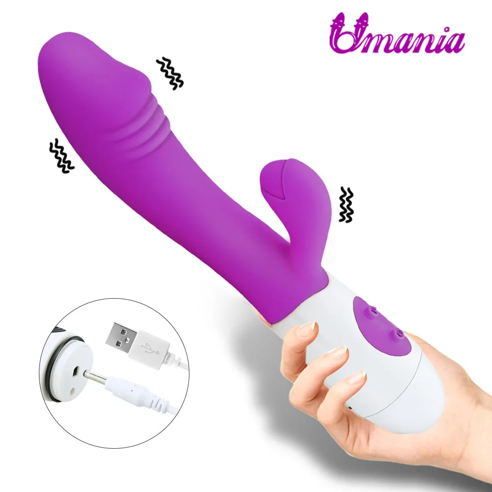 Vibrator Rabbit Vibrator za G Spot Dvojno Vibracije Silikonski Polnjenje prek kabla USB Ženski Massager Vagina Adult Sex Igrače, Vibratorji Za Ženske