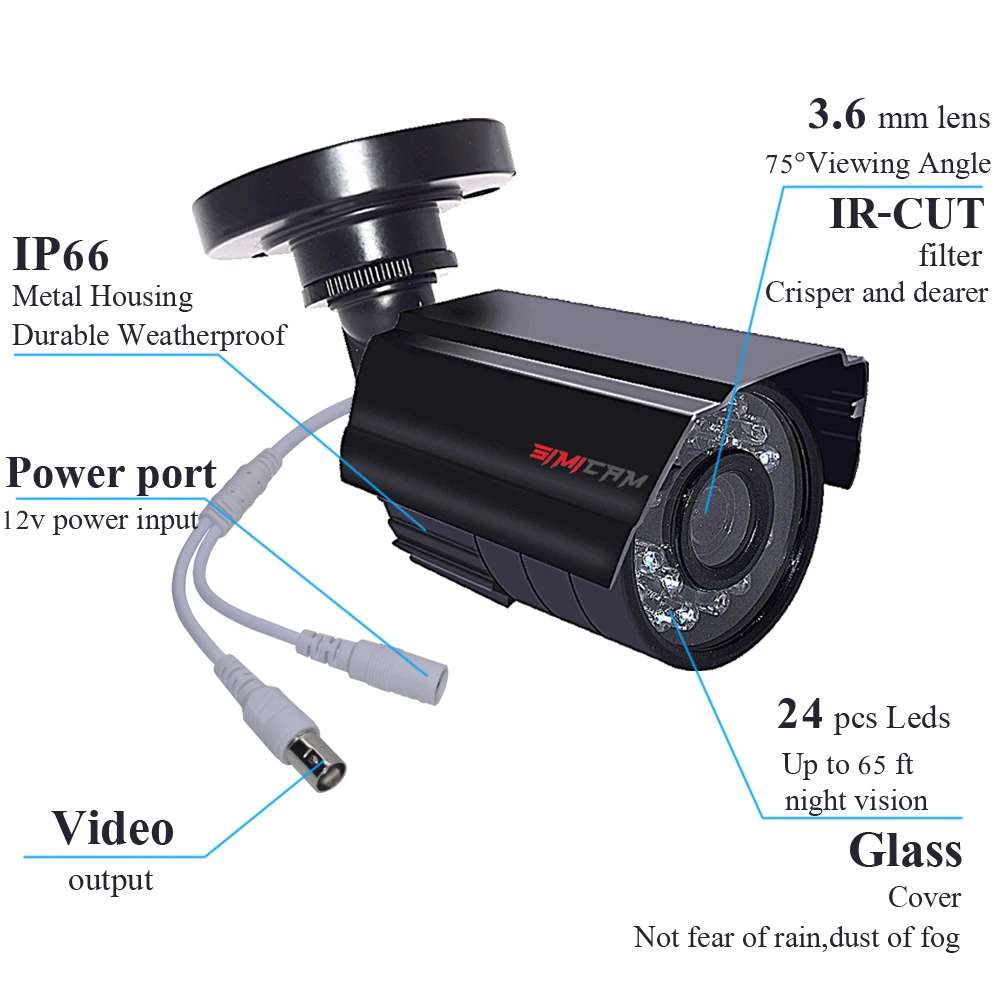 Video nadzor, kamere sistem soba nastaviti Video nadzor snemalnik 5in1 DVR 2MP 1080P HD Varnostne kamere za Video nadzor, komplet
