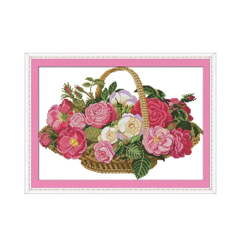 Vijolična Vrtnice Lila Sonce Cvet Maka Lep Cvet, Košare s Cvetjem, Navzkrižno šiv DIY vezenje šivanje dekorativni slikarstvo