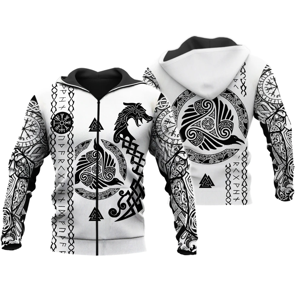 Viking Tatoo 3D Tiskanih Moški Puloverji s kapuco Harajuku Moda Hooded Majica puloverju Ulične Jeseni Unisex hoodies suknjič WSR-99