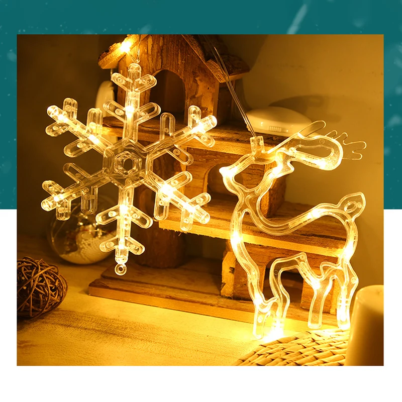 Vila Garland Niz LED Luči Elk Snežinka Santa Claus Zvonovi Neprepustna Za Božično Drevo Poroka Doma Notranjo Dekoracijo
