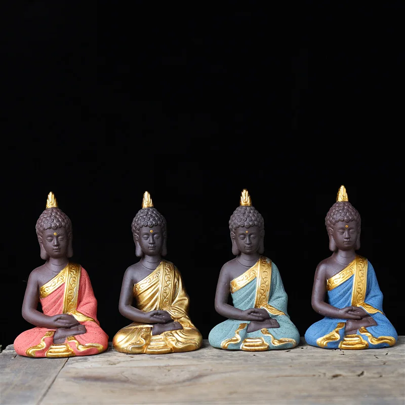 VILEAD 9 cm Keramični Buda Sakyamuni Kipci Ustvarjalne Ročno Thiland Vintage Doma Dekor Okras Doma Okrasni Dodatki