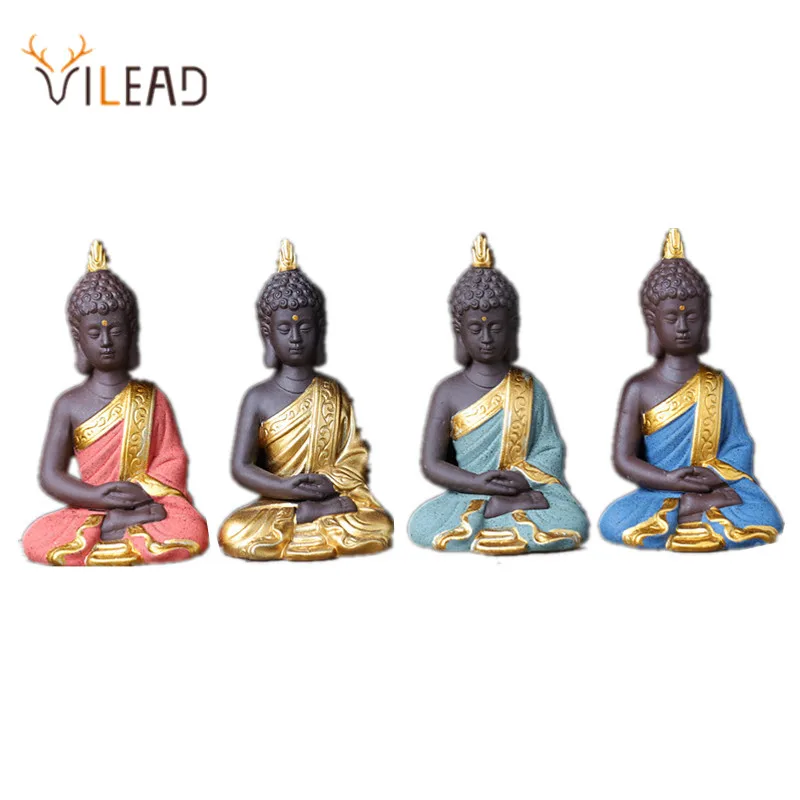 VILEAD 9 cm Keramični Buda Sakyamuni Kipci Ustvarjalne Ročno Thiland Vintage Doma Dekor Okras Doma Okrasni Dodatki