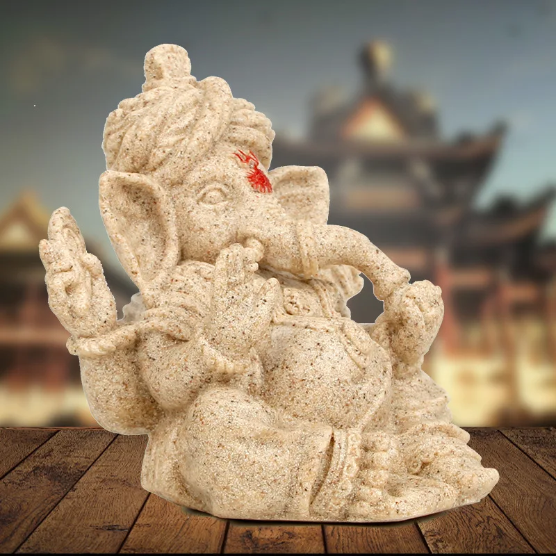 VILEAD Indija Peščenjak Slon Bog Kipci Hindujski Ganesha Figurice Verske Slon Vodil Kip Bude Decoracion Hogar