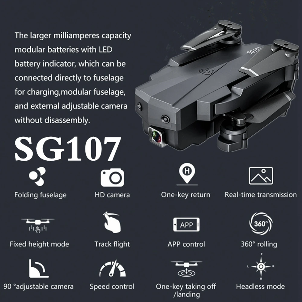 Vimillo SG107 Mini True Professional Quadcopter Z Kamero HD 4K 1080P Optični Tok Gesta Nadzora Quadcopter Rc Dron VS E58