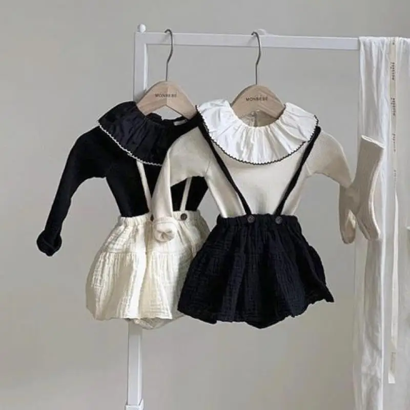 Vintage Baby Girl Obleke Jeseni Bombaž Dekleta Trdna Obleka, Majice,Vrhovi, krila Obleko Newborn Baby Dekleta Obleke Obleke Set