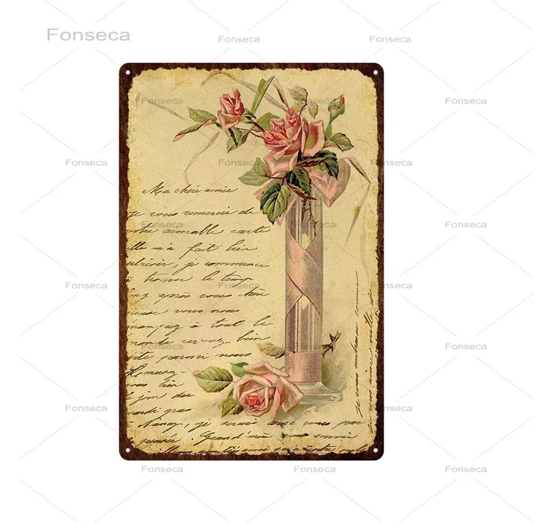 Vintage Cvetje Tin Prijavite Sivke Tulipanov Rose Kovinske Plošče, Retro Wall Art za Objave Vrt, Kuhinja Domu Dekorativni Železa Slikarstvo