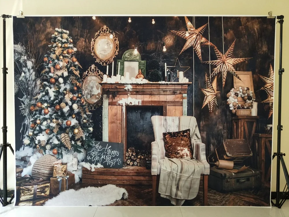 Vintage Družinsko Božično Ozadje Fotografije Kulise Božič Sliko Foto Studio Ozadju Rekviziti Srečno Novo Leto XT-6872