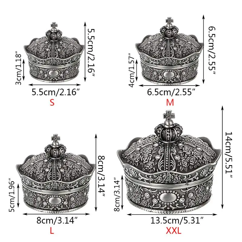 Vintage Jewelry Box Starinsko Krono Design Trinket Zaklad Shranjevanje Primera