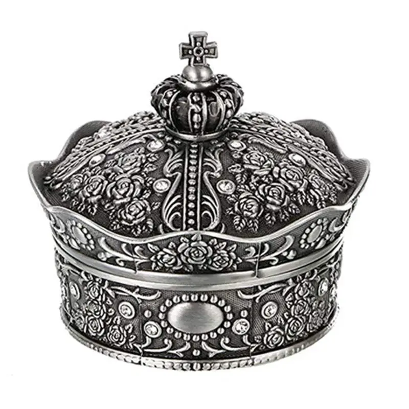 Vintage Jewelry Box Starinsko Krono Design Trinket Zaklad Shranjevanje Primera