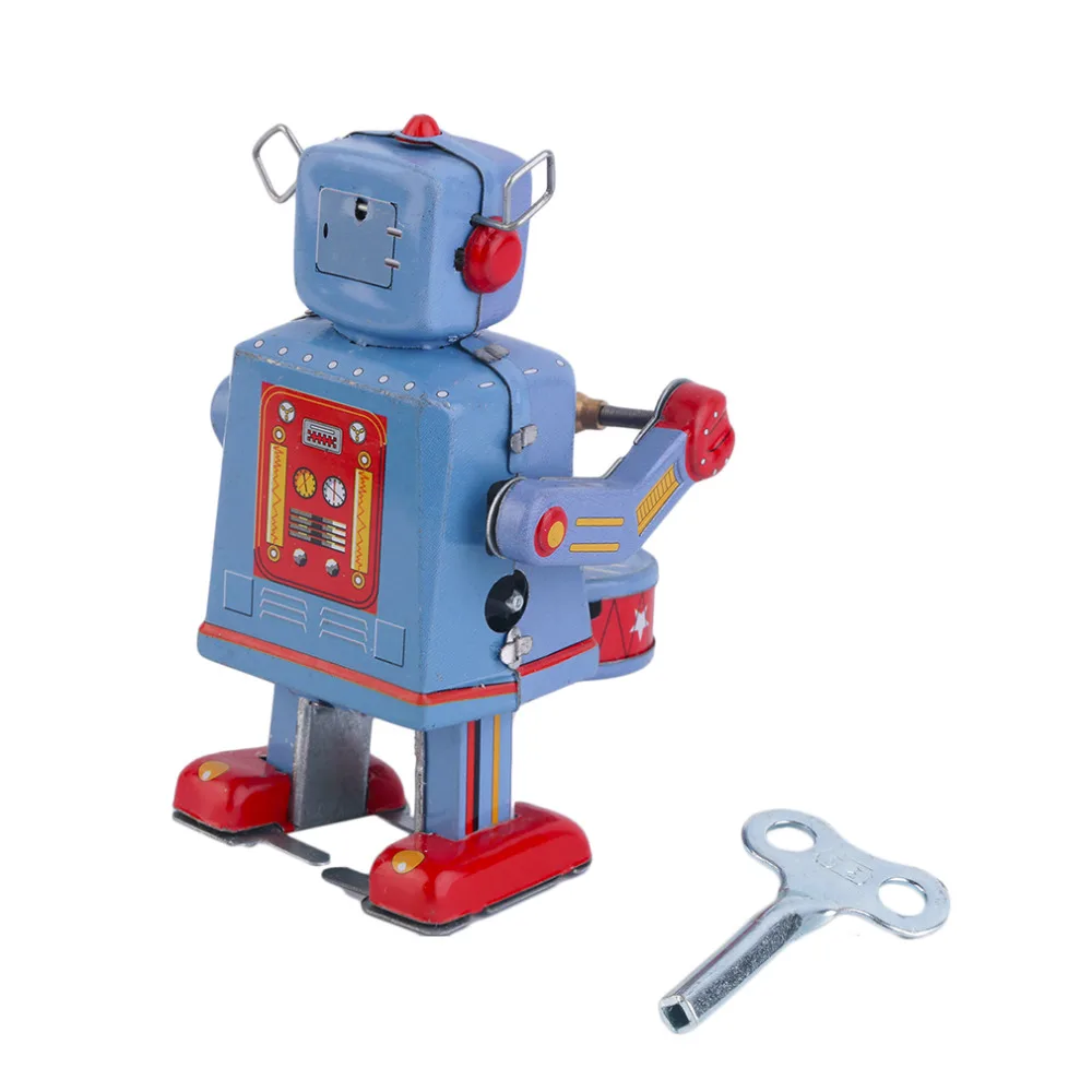 Vintage Kovinski Tin Bobnanje Robot Planu Veter Tin Toy Zbirateljske Novo Prodaje