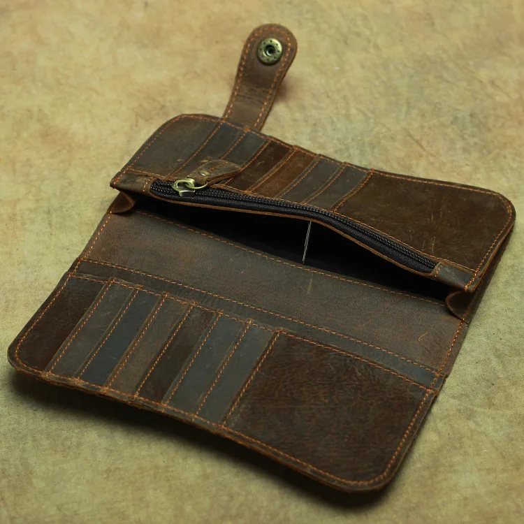 Vintage moške zmaj vzorec sklopka vrečko usnje dolgo anti-krajo denarnice nori konj usnja moške vrečko key ring moške denarnice