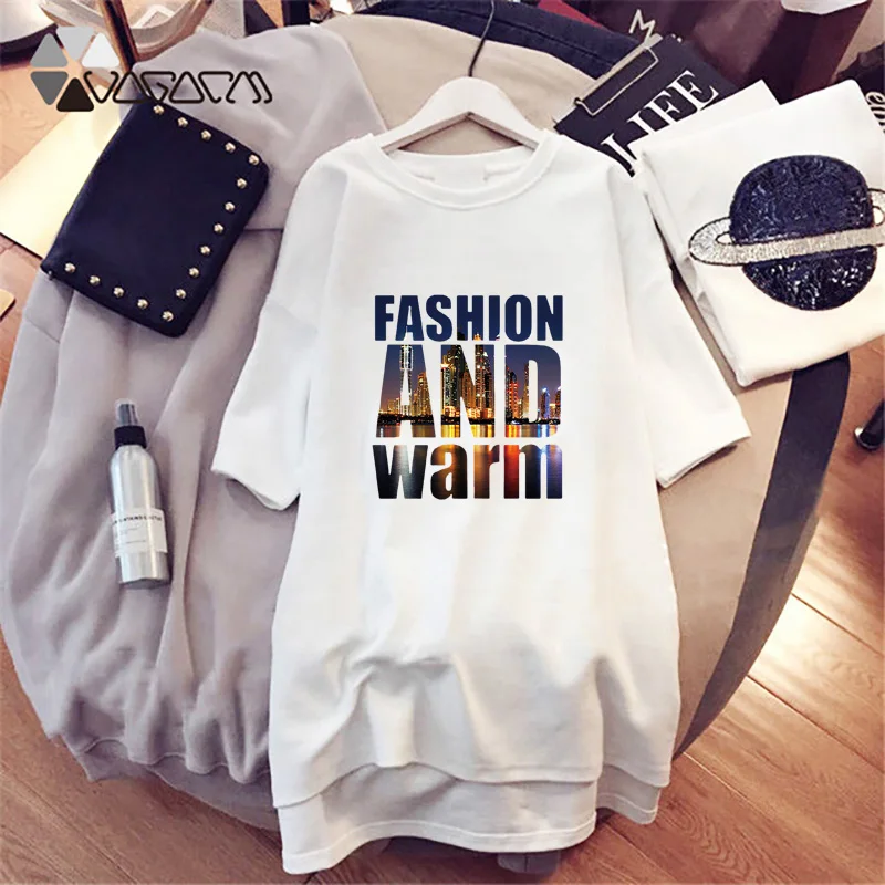 Vintage Obleko Plus Velikost Romantično Zvezdnato Nebo Pismo Tiskanja Stranka Poletje Kratek Rokav Harajuku Mini T-Shirt Obleke Haljo Femme