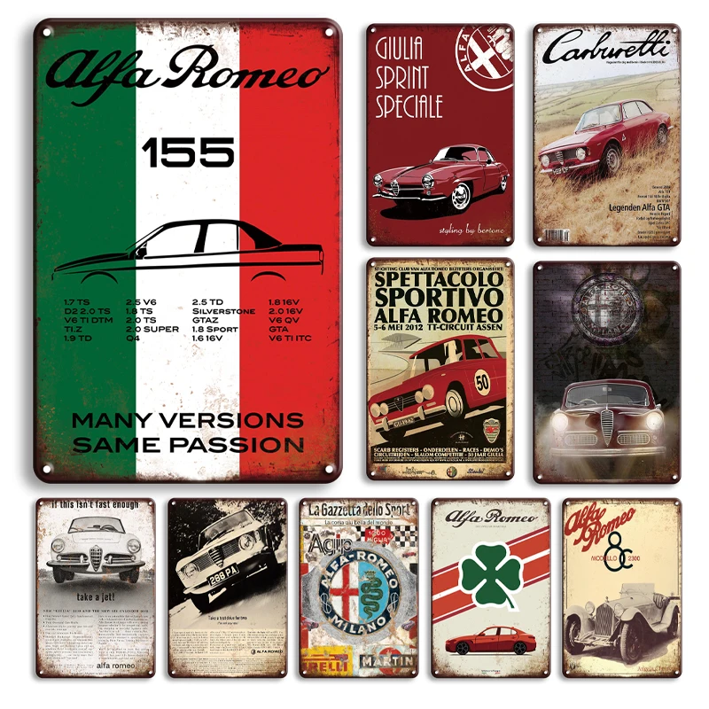 Vintage Parkiranje Samo Kovinski Tin Prijavite Zarjaveli Alfa Romeo Avto Plakat Kovine Znaki Retro Garaža Človek Jame Doma Dekor Stenske Nalepke