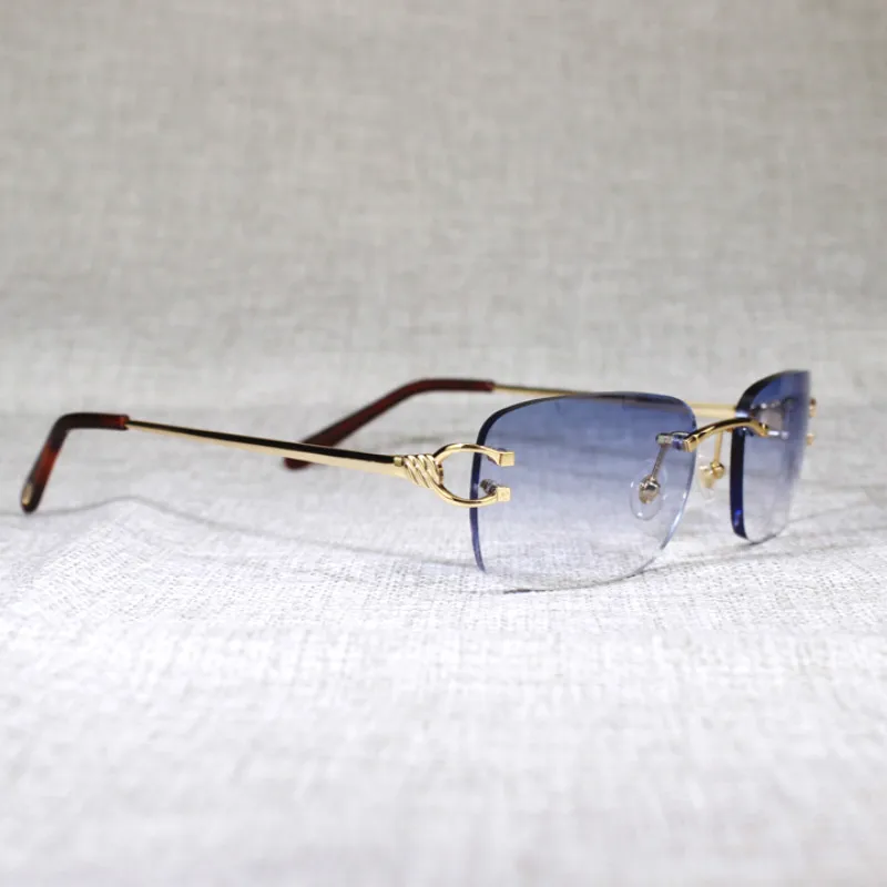 Vintage Rimless Kvadratnih sončna Očala Moških Kovinski Okvir Jasno Očala Ženske Oculos Odtenek Pribor za Poletje Prostem Gafas
