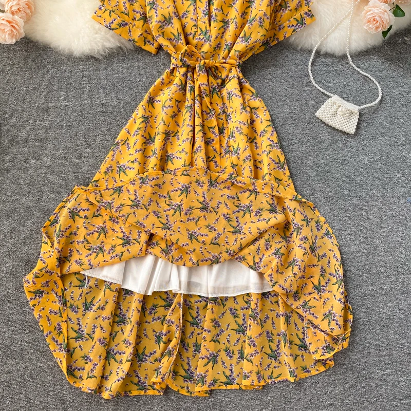 Vintage slim Boho 2021 cvjetnim tiskanja povoj midi dolgo Obleko Poletje Stranka elegantno obleko Ženske tunika počitnice na plaži a-linija Obleke