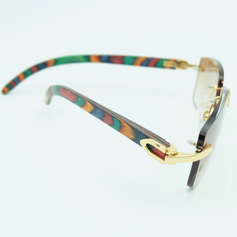 Vintage Sončna Očala Mens Barvo Lesa Rimless Pravokotnik Sunglass Okvir Odtenkih Za Ženske Blagovne Znamke Oblikovalec Carter Sončna Očala