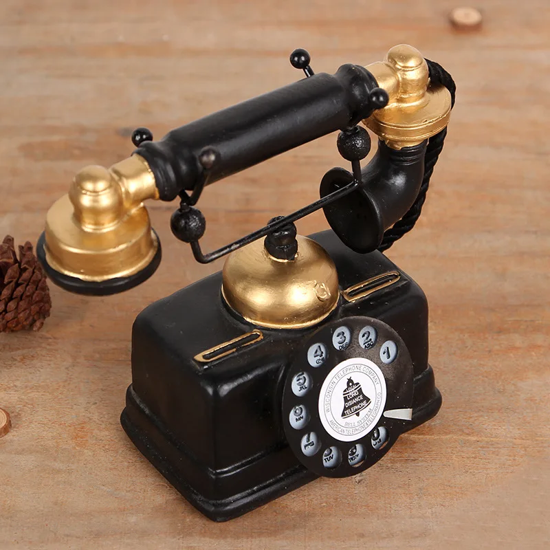 Vintage Telefon Figur Smolo Obrti Retro Slušalka Telefonski Model Mini Doma Dekoracijo Ornament, Dnevna Soba Dekor Darila