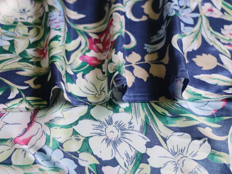 Vintage tkanine saten tiskanja materiala za obleko srajco šal odejo
