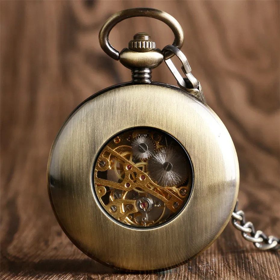 Vintage Watch Ročno Navijanje Mehanske žepna ura Luksuznih Lesenih Design Pol Lovec Retro Ura Darila za Moške, Ženske reloj