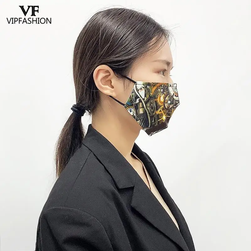 VIP FASHAION Odraslih za enkratno uporabo Zaščitna Windproof Anti-Prah Usta Masko Steampunk Lobanje Natisnjeni Usta Masko Stroj