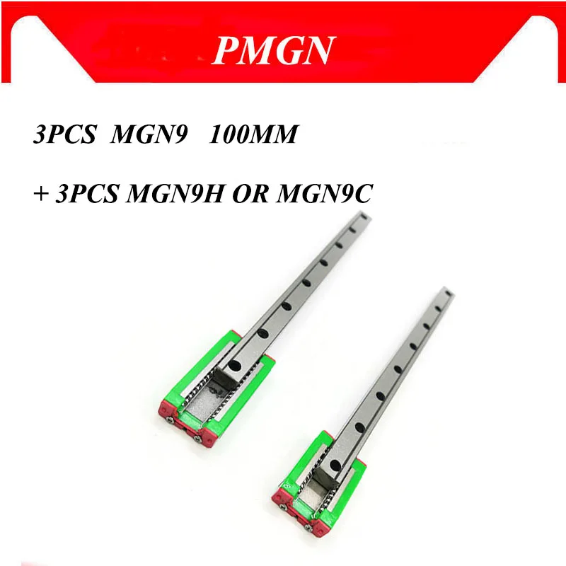 Visoka kakovost 3pcs 9 mm Linearno Vodilo MGN9 L= 100mm Linearni Železniškega Način + MGN9C ali MGN9H Dolge Linearne SS Prevoz za CNC XYZ Os