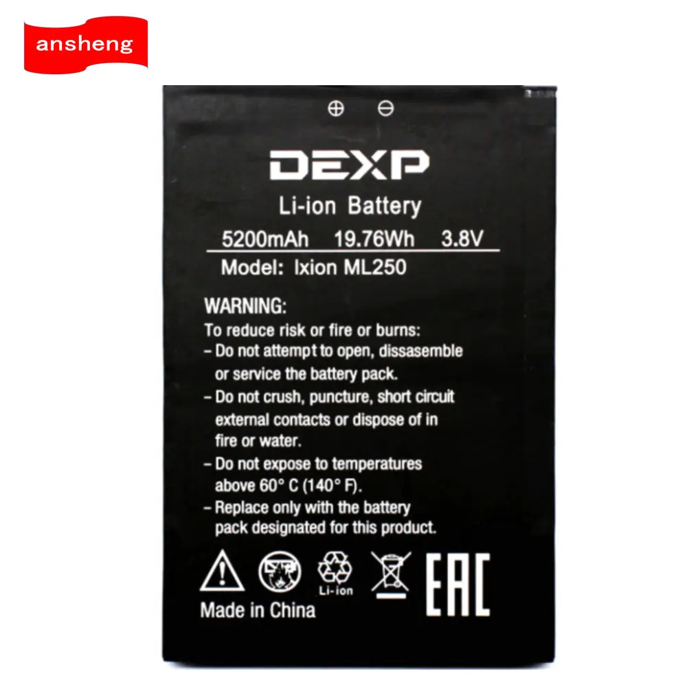 Visoka Kakovost 5200Mah ML250 baterija za DEXP AMPER M Ixion ML250 ML 250 Pametni telefon