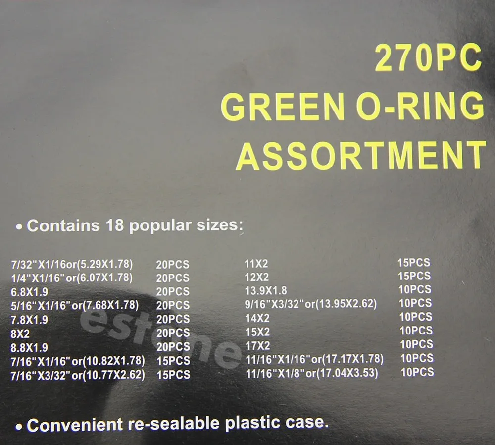 Visoka Kakovost Gume 270Pcs 18 Velikosti O-tesnilo Komplet Zelena Metrični Tesnilni obroč Tesnila Nitrilna
