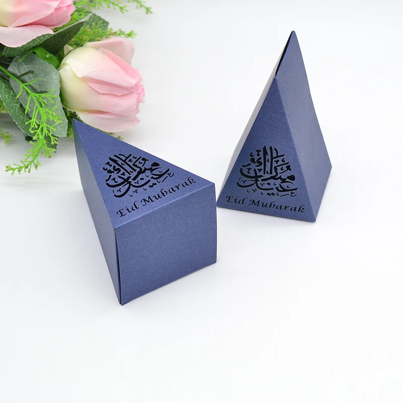 Visoka kakovost Laser cut bež pearl papir najboljše želje vesel Eid Mubarak festival Trikotnik korist polje
