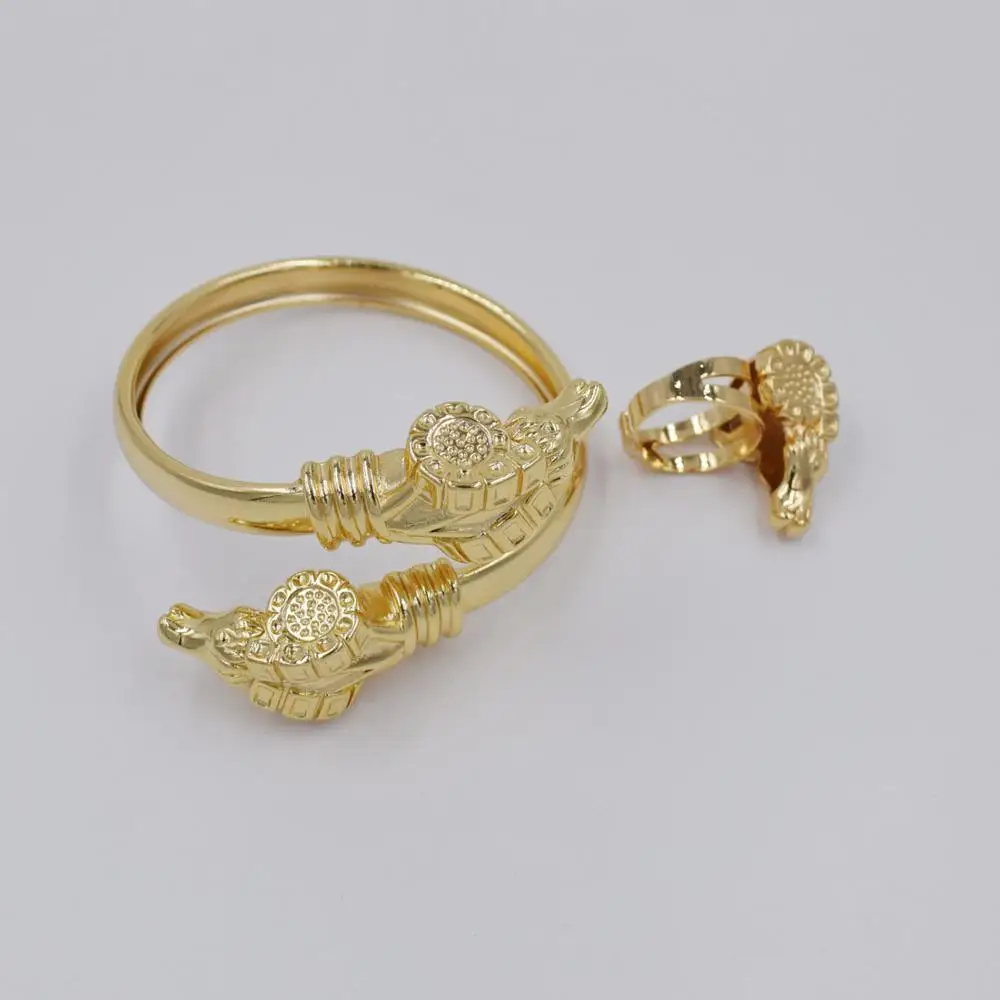 Visoka Kakovost Ltaly 750 Zlato barvo Nakit Set Za Ženske afriške kroglice jewlery modna zapestnica ringjewelry