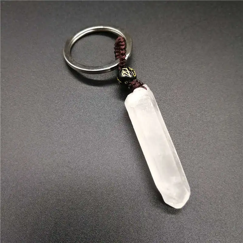 Visoka kakovost naravni kremen beli kristalni KeyChain nihalo prizmo KeyChain čakro pendule prekinitev zdravljenja nakit gif