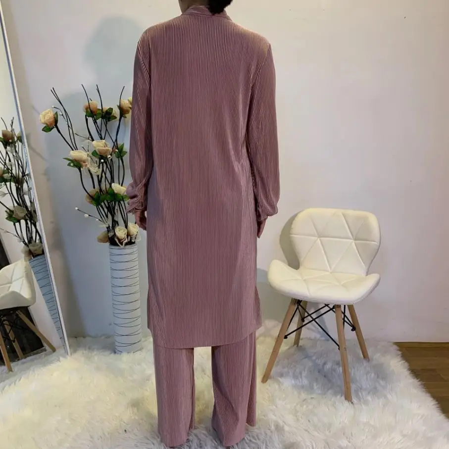 Visoka Kakovost Nove Naguban Muslimanskih obleke ženska Barva Dveh kosov sijajni Vrhovi +Hlače Malezija Singapur Turčija Oblačila F1882