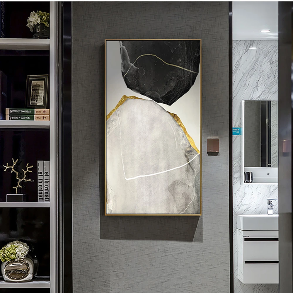 Visoka Kakovost Novega Modela, Ročno poslikane Zlati Oljna slika na Platnu Črna Bela Moderno Oljno sliko za dnevna soba Stenski Dekor