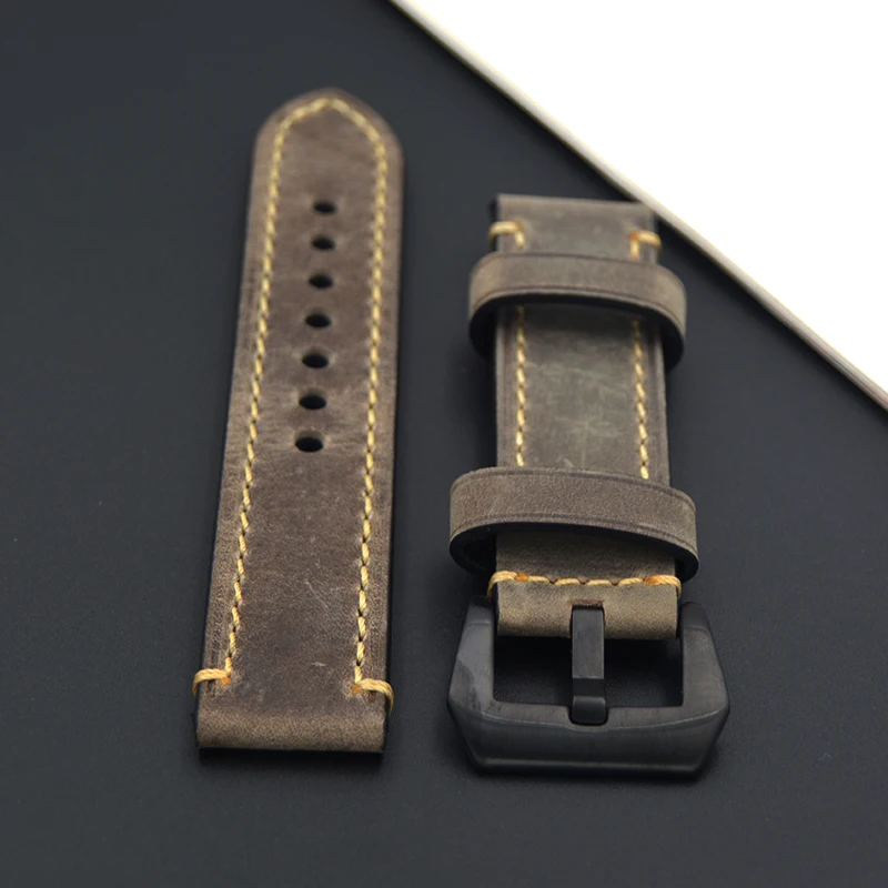 Visoka kakovost pravega usnja watch trak 20 mm 22 mm 24 mm 26 mm Watchband siva z Strap Moški Retro Pazi, pazi dodatki
